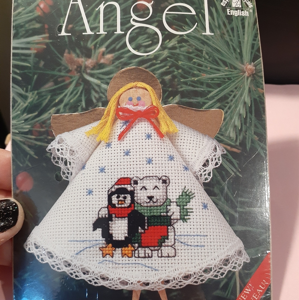Counted Cross Stitch ANGEL Clothes Pin Kit VTG new in package
